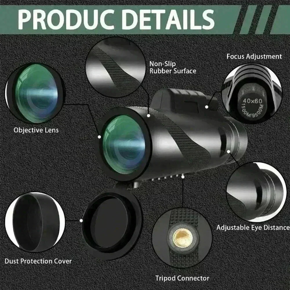 40X60 HD Monocular Telescope with Smartphone Holder and Tripod - NWT - Picture 5 of 7